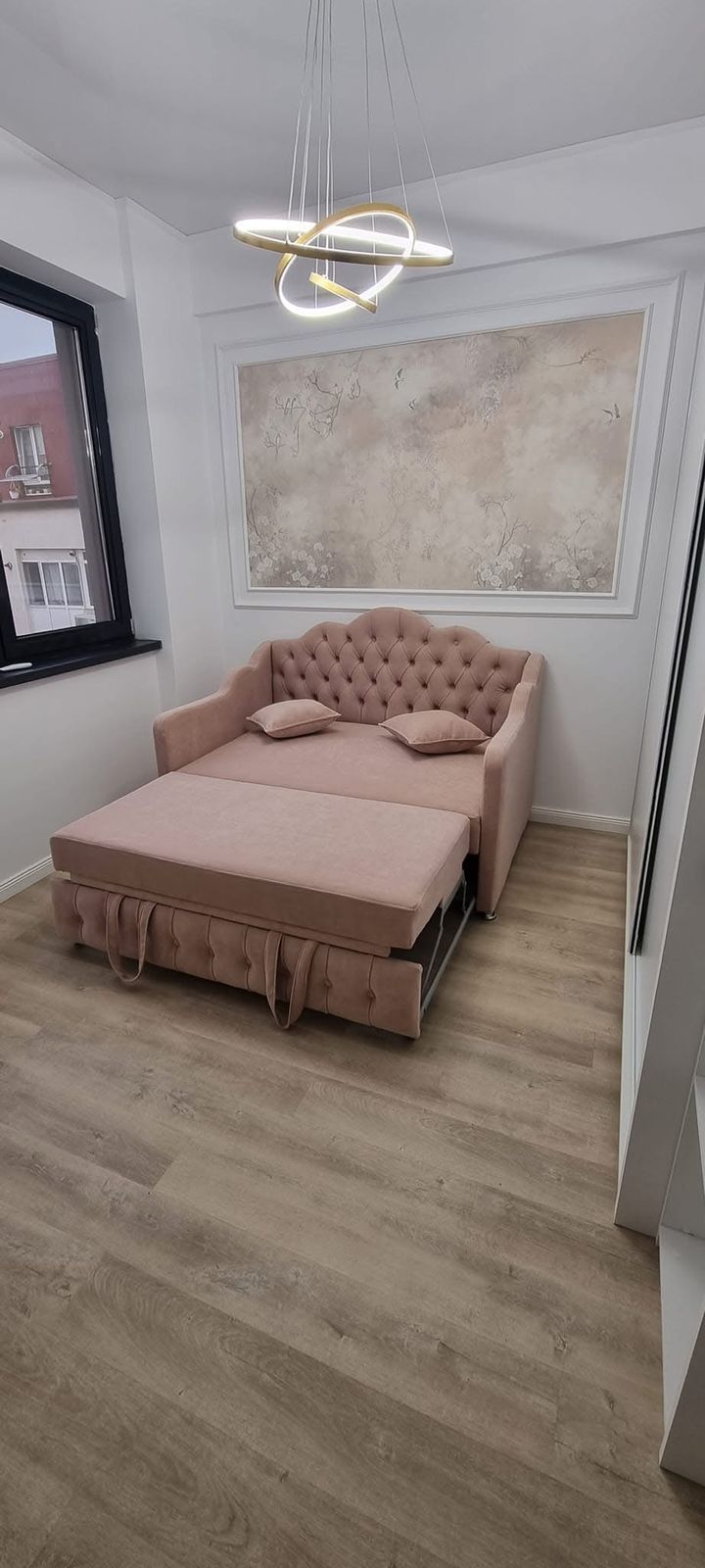 Canapea Rosé – Canapea extensibilă roz pudrat