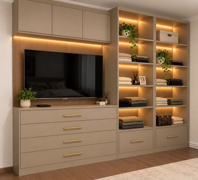Mobilier TV Linea – Mobilier TV cu rafturi iluminate